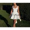 Spring New Women's Clothing Vacation Style U-Collar Open Back Bowknot Decoration Sleeveless Short A- Type Sling Dress