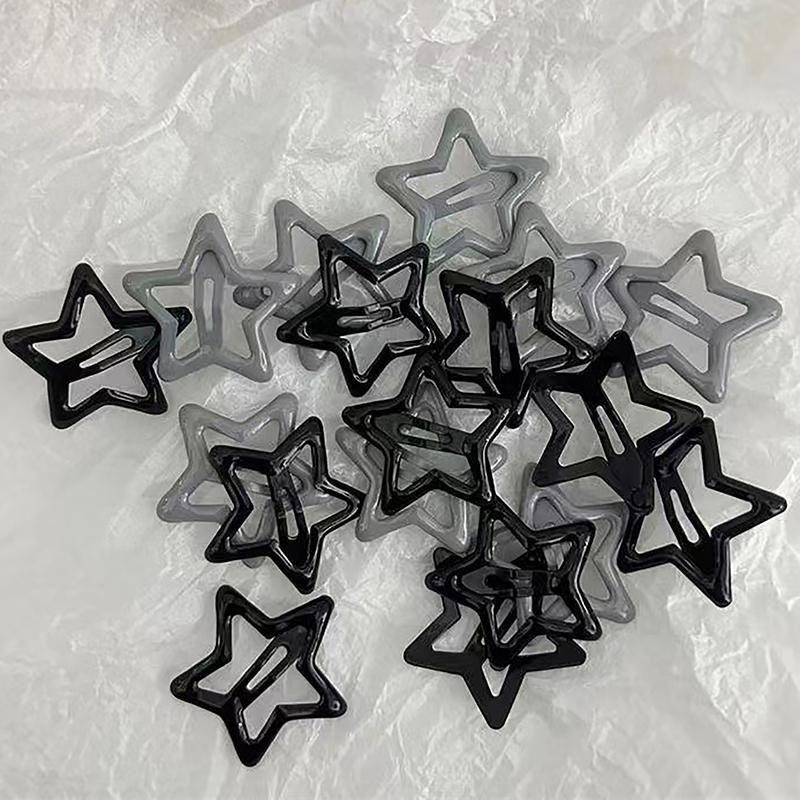 5Pcs Girls Black Gray Star Hair Pins Cool Charm Aesthetic Bb Hair Clip For Women Pentagram Harajuku Trendy Hair Accessories