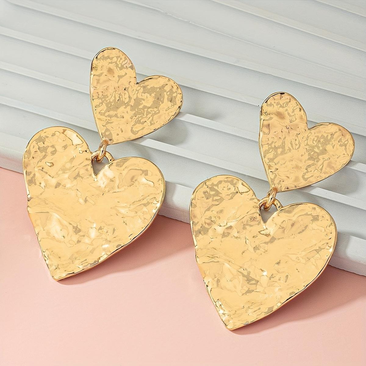 Плиссированные серьги-пусеты  Любовь  винтажные симметричные серьги-пусеты  Любовь  с персиковым сердечком