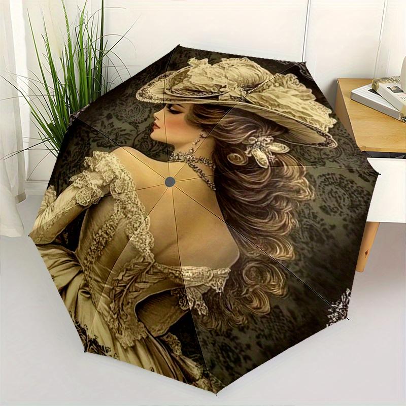 

Victorian Lady s Cute Cartoon Umbrella - Portable Folding Umbrella with Durable Iron Frame, 8-Rib Structure Suitable for All (as the picture,Iron&8K)