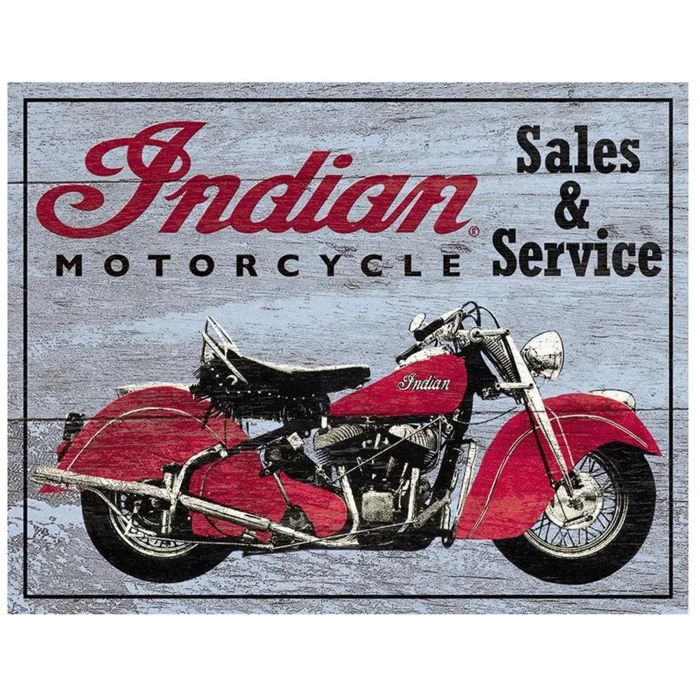 Letrero Metálico Vintage Indian Motorcycle Decoración Garaje Pub 20x30cm