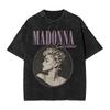 Madonnas Queen of Pop T Shirt Hip Hop Washed 100% Cotton Oversize T-Shirt Fashion for Men Women  Streetwear Printed Tee Shirt