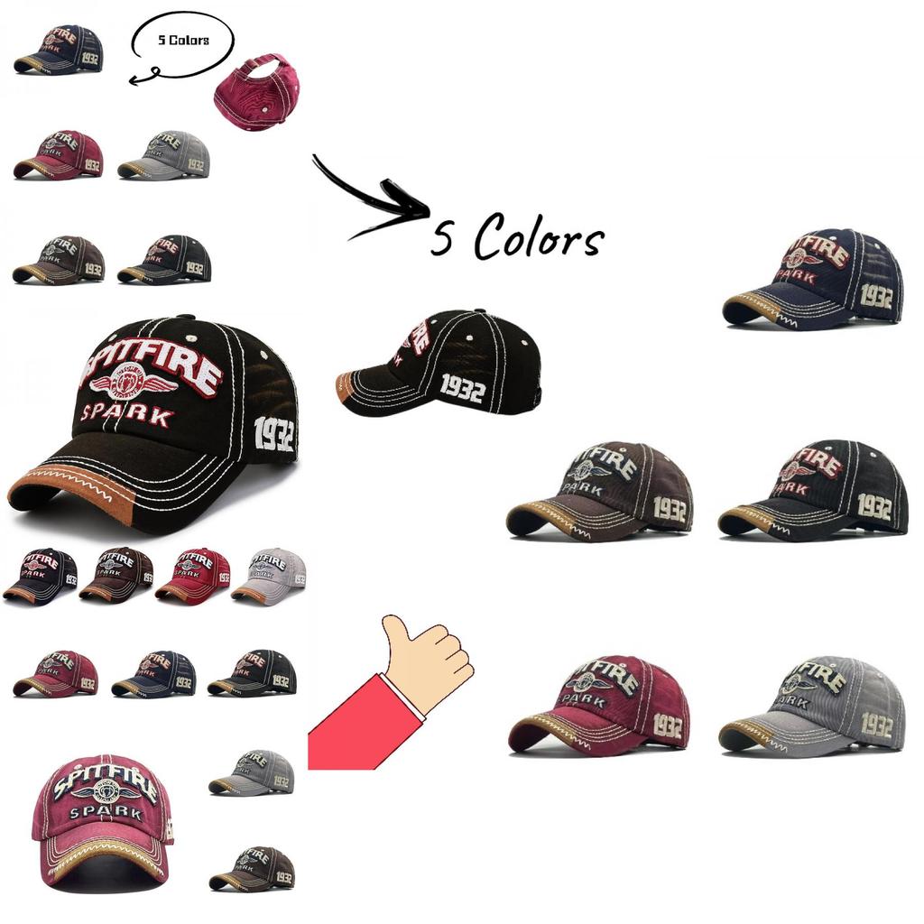 Cappellino da Baseball Unisex in Cotone con Scritta Ricamata e Visiera Vintage per Protezione Solare all'Aperto