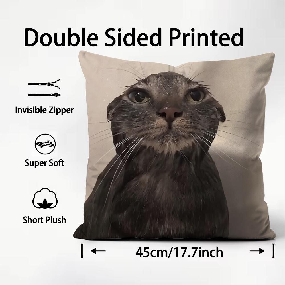 Classic Theme Pet Cat Cushion Cover Soft & Easy-Wash Pillow Case – Versatile For Couch, Bed, Travel And Office