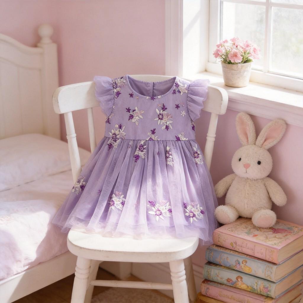 Girl Summer Princess Style Cotton Dress With Breathable Fabric For Kids