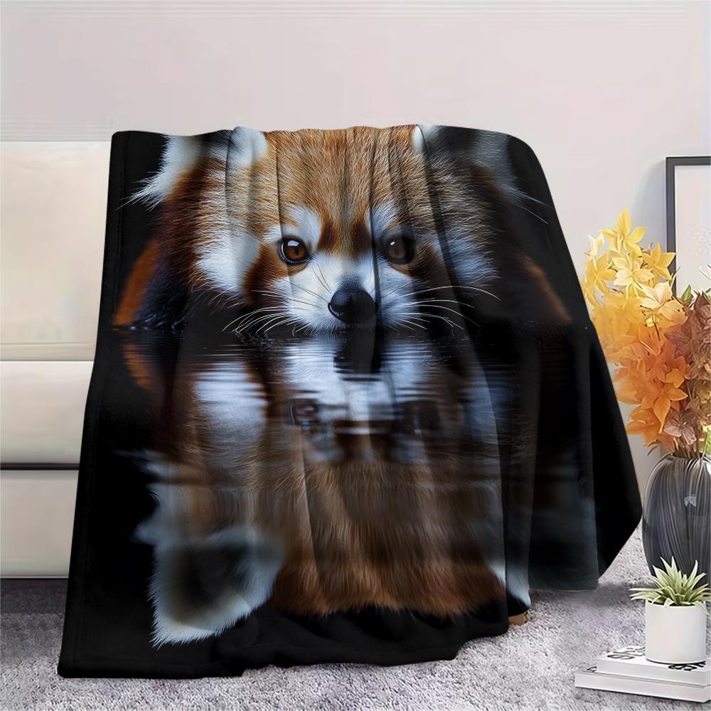 Black Red Panda pattern Flannel Blanket, High quality Comfortable for All Seasons, Home Decor, Warmth and Comfort, Perfect for Gifts.