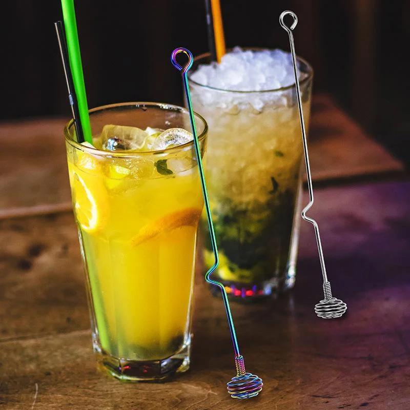 1 Pcs Bar Bartender Artifact Stainless Steel Stirring Rod Long Handle Milk Tea Coffee Cocktail Honey Stirrer Bar Accessories