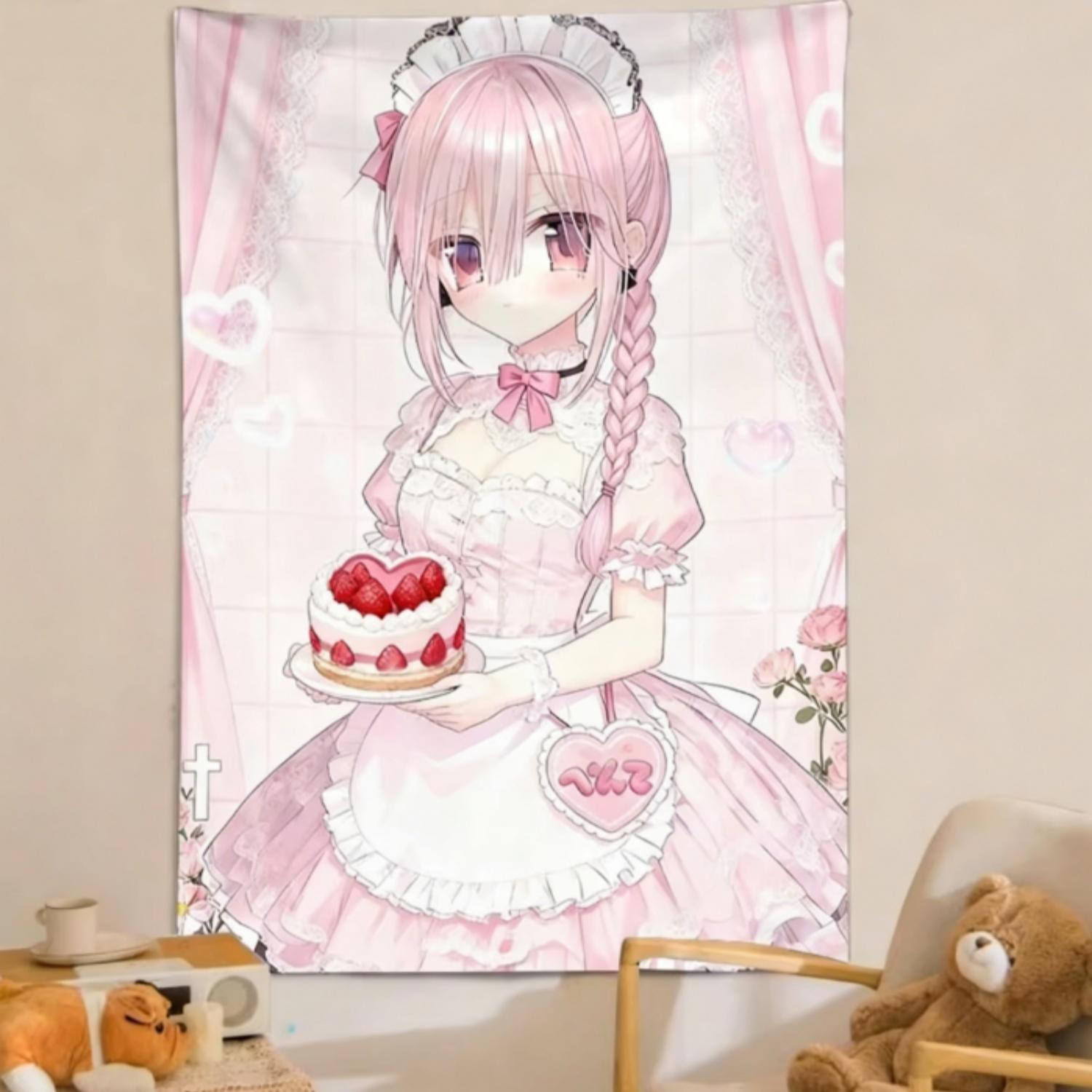 

Pink Aesthetic Tapestry Cute Design High Quality Fabric Multi Size Flat Print for Home Room Decor Gift Idea 74x94cm(29x37in)