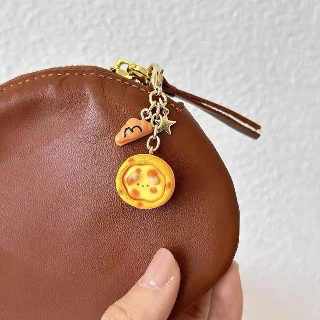 Original Egg Tart Buckle Keychain Unique Creative Designs Sturdy Alloy Resin Materials for Backpack Decoration