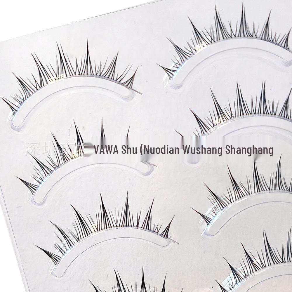Five Pairs of Airy Faux Lashes with Ultra-Fine Transparent Band for Natural Look - Perfect for Bare Face, Light Makeup, Students, Brides