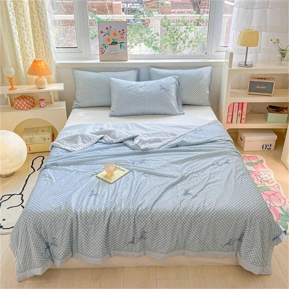 Cotton Summer Quilt Home Sofa Thin Air Conditioning Throw Blanket Soft Office Nap Blanket Bedroom Nap Home Decoration Bed Cover