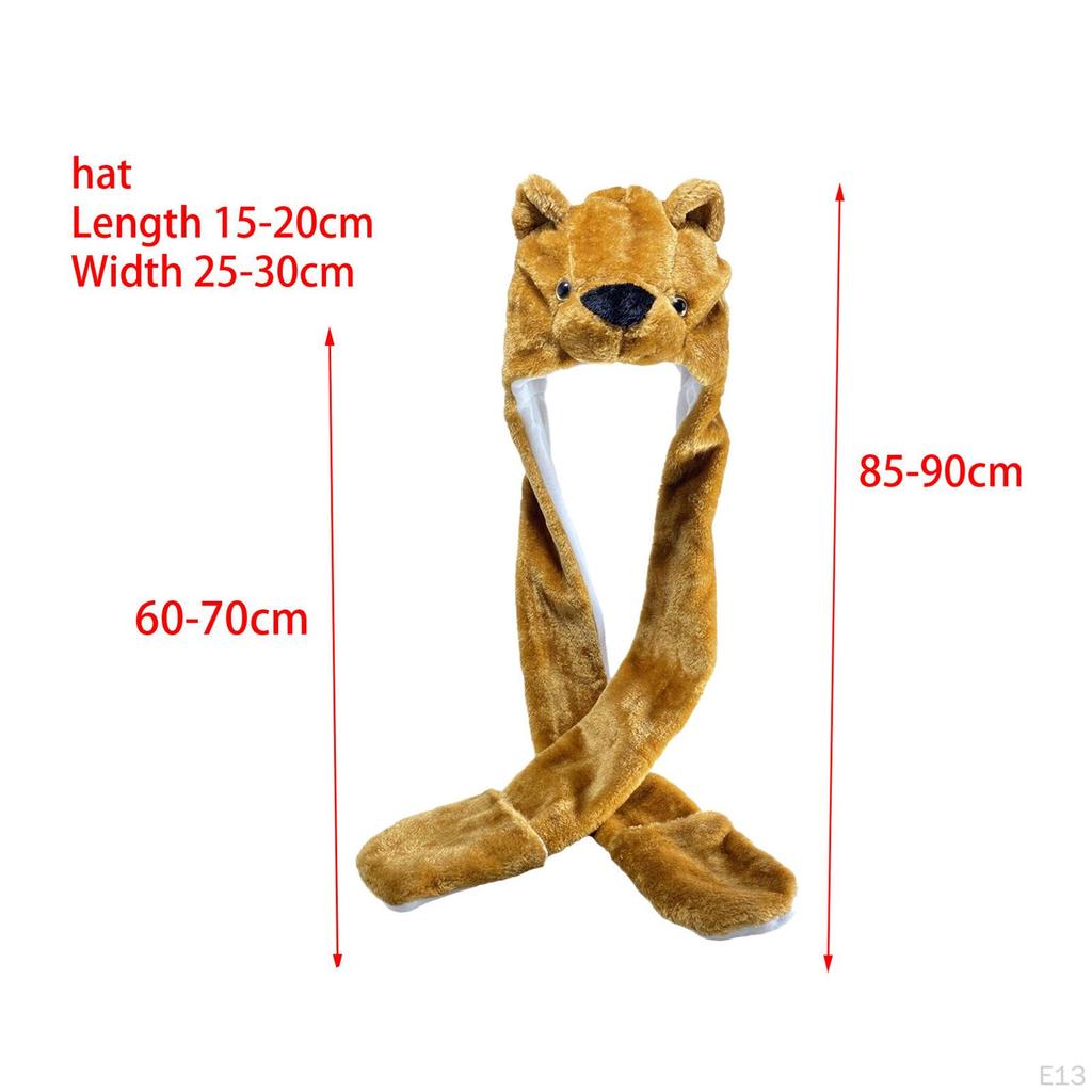 3 in 1 Animal Hat Gloves Scarf, Halloween Fancy Dress Winter Warm Soft Cosplay Photo Props Costume