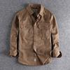 Giacca Camicia da Lavoro da Uomo Multi-tasche, Minimalista Lavata Vintage Versatile Manica Lunga Top Casual