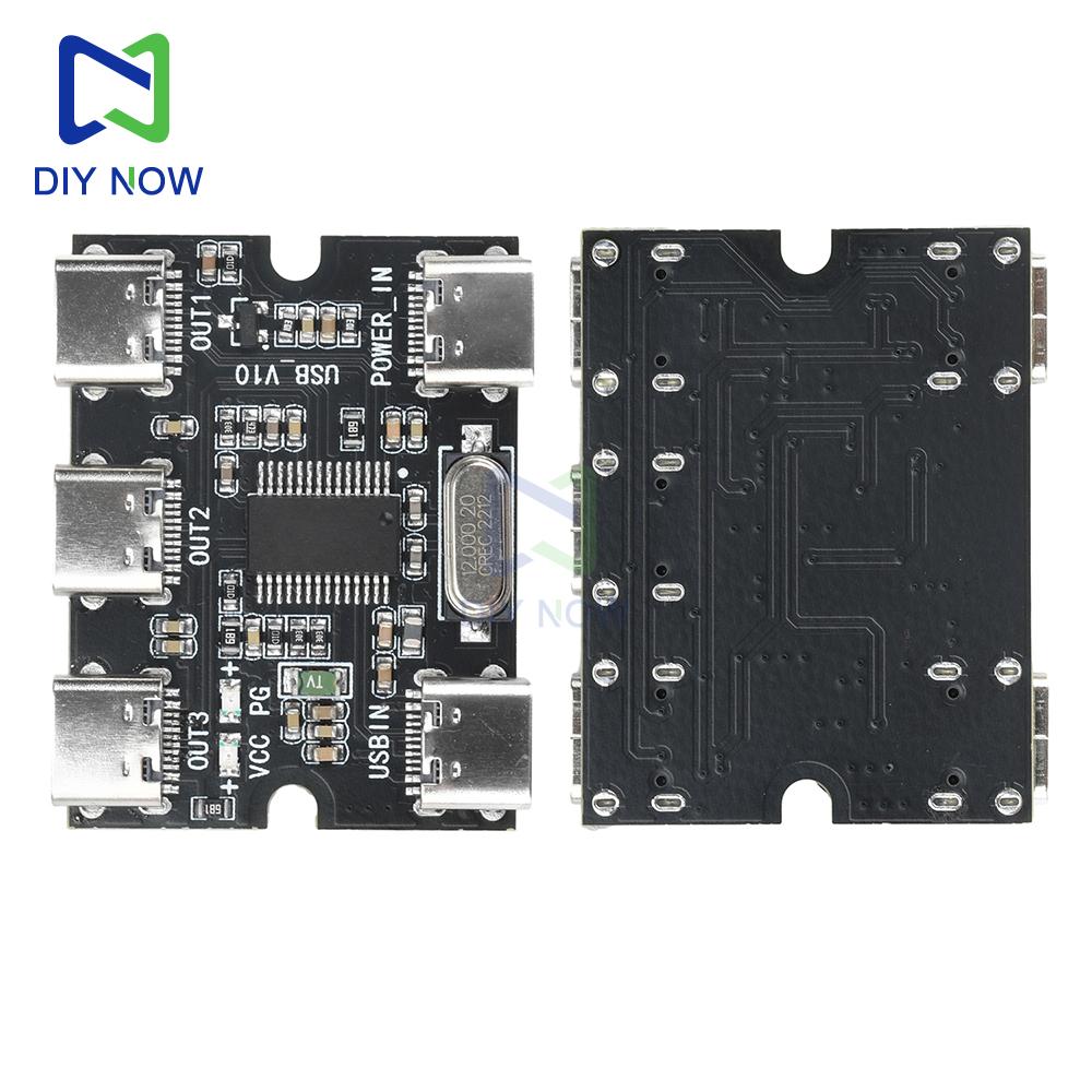 For Raspberry Pi 4/5 Generation USB Expansion Board Hub 1 in 3 out HUB Expansion Module With Power Interface Type-C Interface