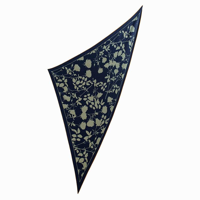 Double-sided Printed Silk Wool Scarf Elegant Triangle Shawl Office Sun Protection