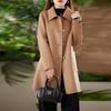 100% Wool Women Coat TIDENOVEL Autumn Wool Long Coat Handmade Pea Coat Winter Warm Wool Long Jacket Overcoat
