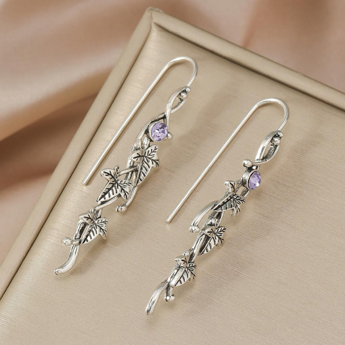 

BlingBay женские висячие серьги в форме листьев, длинные серьги для девочек, вечеринка, день рождения, ювелирные изделия, подарок фиолетовый