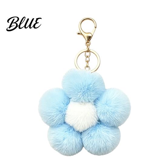 Metal Key Chain Plush Flower Keychain for Handbags, Five-petal Bag Charm, Aesthetic Handbag Pendant Fluffy Backpack Hanging Accessory Women