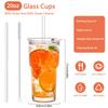600ML Ribbed Glass Tumblers with Lids and Straws 1/2PCS Drinking Glasses for Iced Coffee Cups Milk Juice Cold Beverages