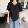 Summer Irregular Drawstring Trimming Thin Waist Short-sleeved T-shirt Spice Girl Sexy Versatile Pure Desire Wind Niche Top Ins