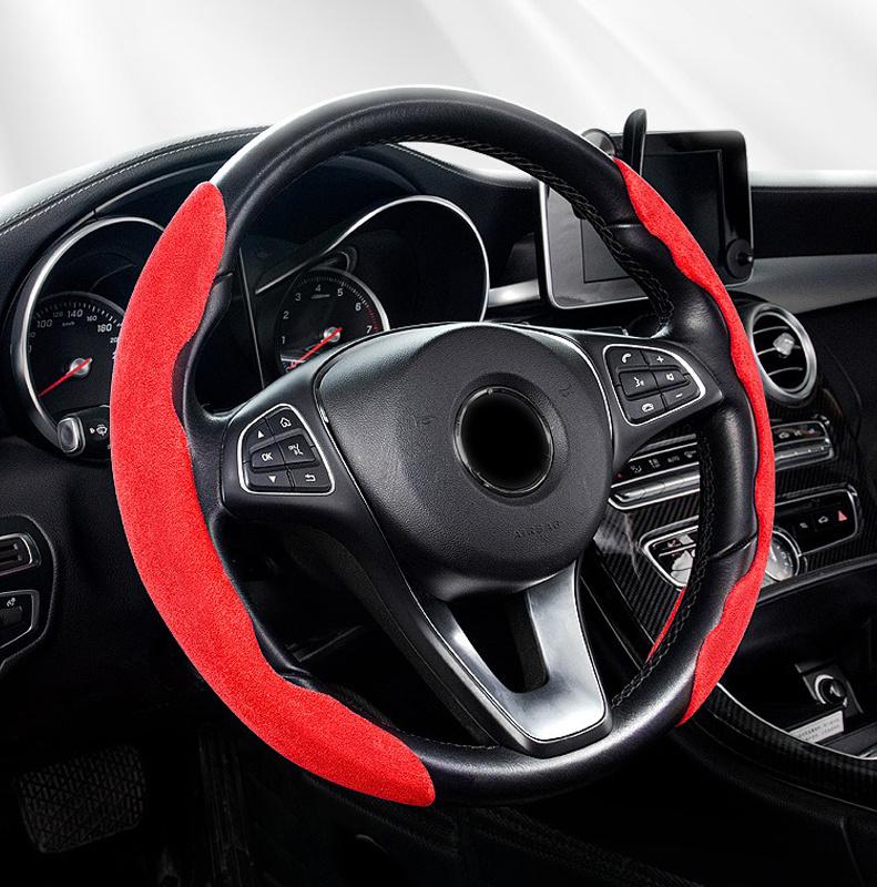 Car Steering Wheel Cover black suede leather for Alfa Romeo Giulia Stelvio 147 156 166 159 Giulietta Car Steering Wheel Cover