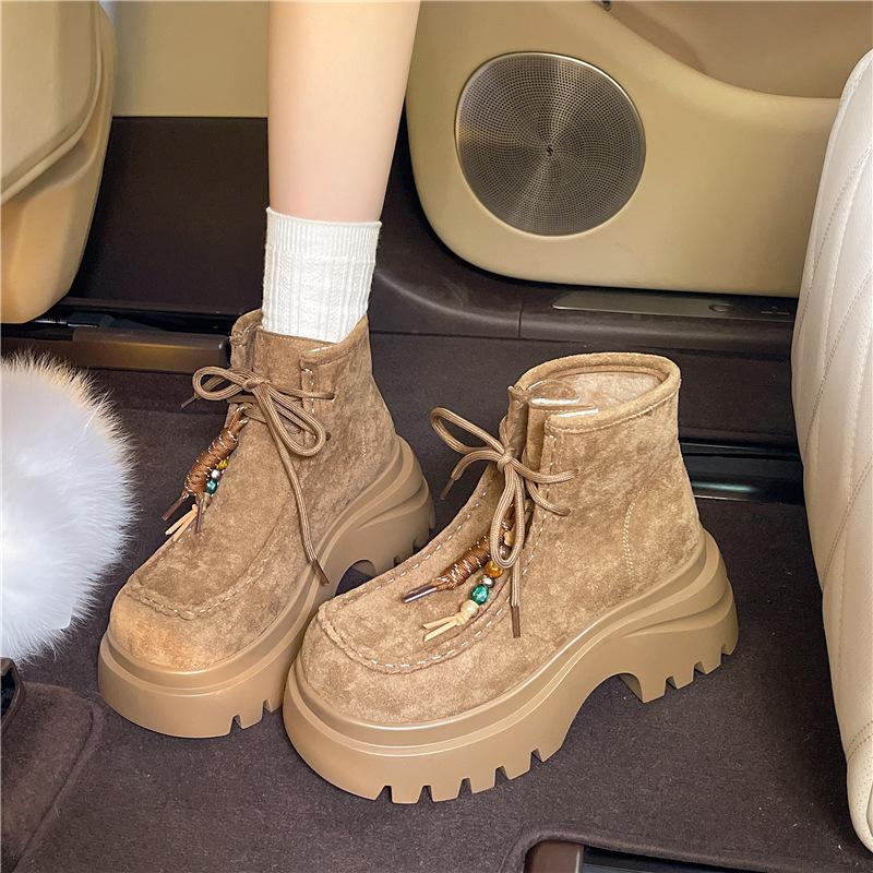 Muffin Thick-soled Heightening Short Boots Children 2025 New Summer and Autumn Small British Style Martin Boots Tooling Locomotive Boots
