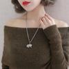 Koreansk elefanthänge Titanhalsband - Elegant Lång Tröjhalskedja för Kvinnor