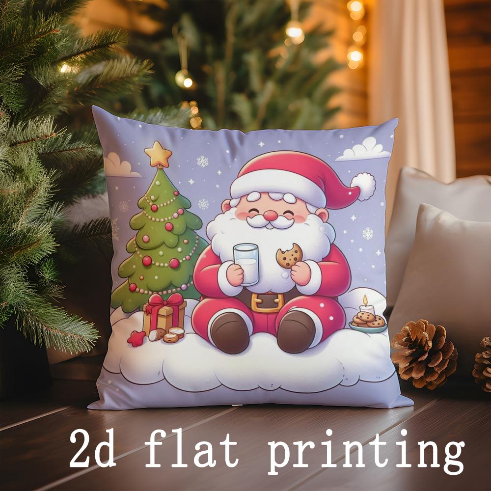 Home Decor Christmas-Themed Digital Printed Pillow Covers Pattern Cushion Cover Suitable for Sofa Bedroom Car Pillow Cover