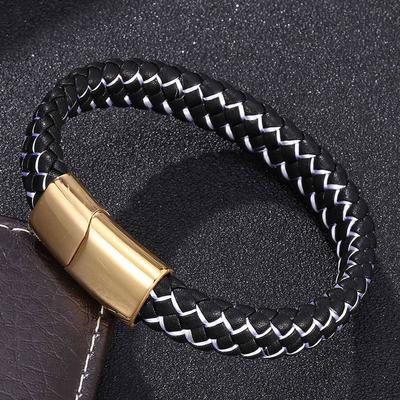 Trendy Men Jewelry Leather Bracelet Charm Bangle Clasp Braid Chain For Male Gift