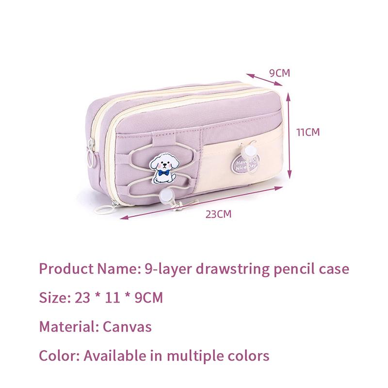 Simple Large Capacity Student Pencil Case Multi-Layer Flip Style Cute Pencil Pouch Ins Canvas Gel Pen Organizer Kids