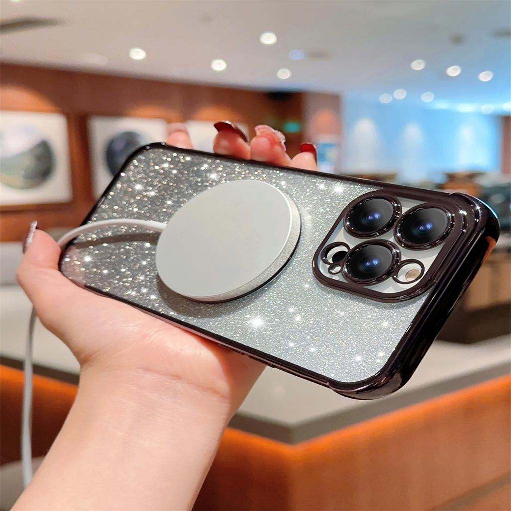 For iPhone 14 Pro Max Magnetic Case Gradient TPU Phone Cover with Cute Love Heart Pattern