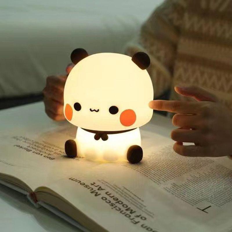Kawaii Medvěd Panda Bubu A Dudu LED Silikonová Noční Lampa Roztomilé Kreslené Noční Světlo Dekorace Ložnice Obývací Pokoj Panenky Dárky