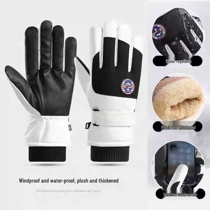 Winddichte, wasserdichte Skihandschuhe für das Radfahren im Freien im Winter, warm und kältebeständig mit Touchscreen-Funktion und dickem Samtfutter.