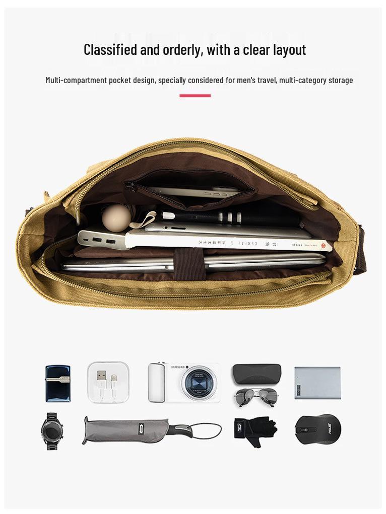 Pánská retro plátěná taška přes rameno v korejském stylu - Ležérní a praktická crossbody pro studenty