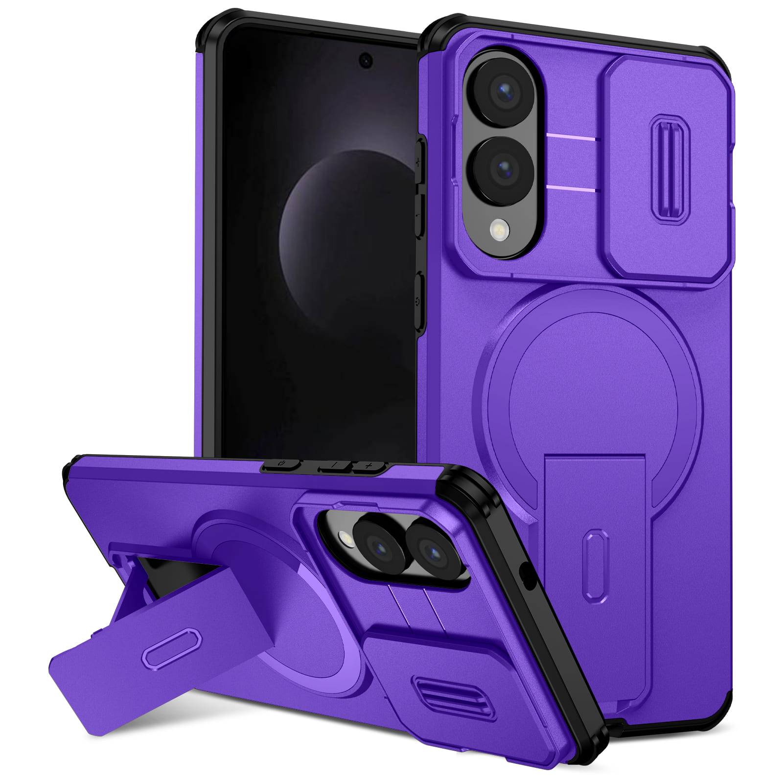 

Wefor for Samsung Galaxy S25 Edge FE S24 S23 S22 Ultra Case with Camera Cover and Adjustable Kickstand, Compatible with Magnetic For Galaxy S25 Edge