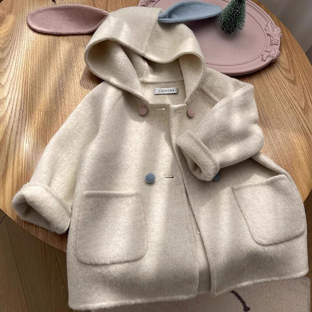 Fashion Teenage Girls Print Hooded Cute Jacket Cute Bowknot Children Clothes Winter Thick Warm Outerwear Hooded Jacket