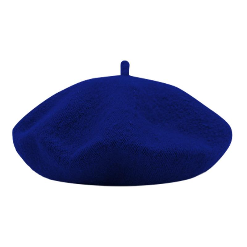

For Girls French Artist Fashion Style Red Beanie Cap Retro Winter Warm Wool Felt Plain Beret Hats Solid Color Thick Berets королівський синій колір