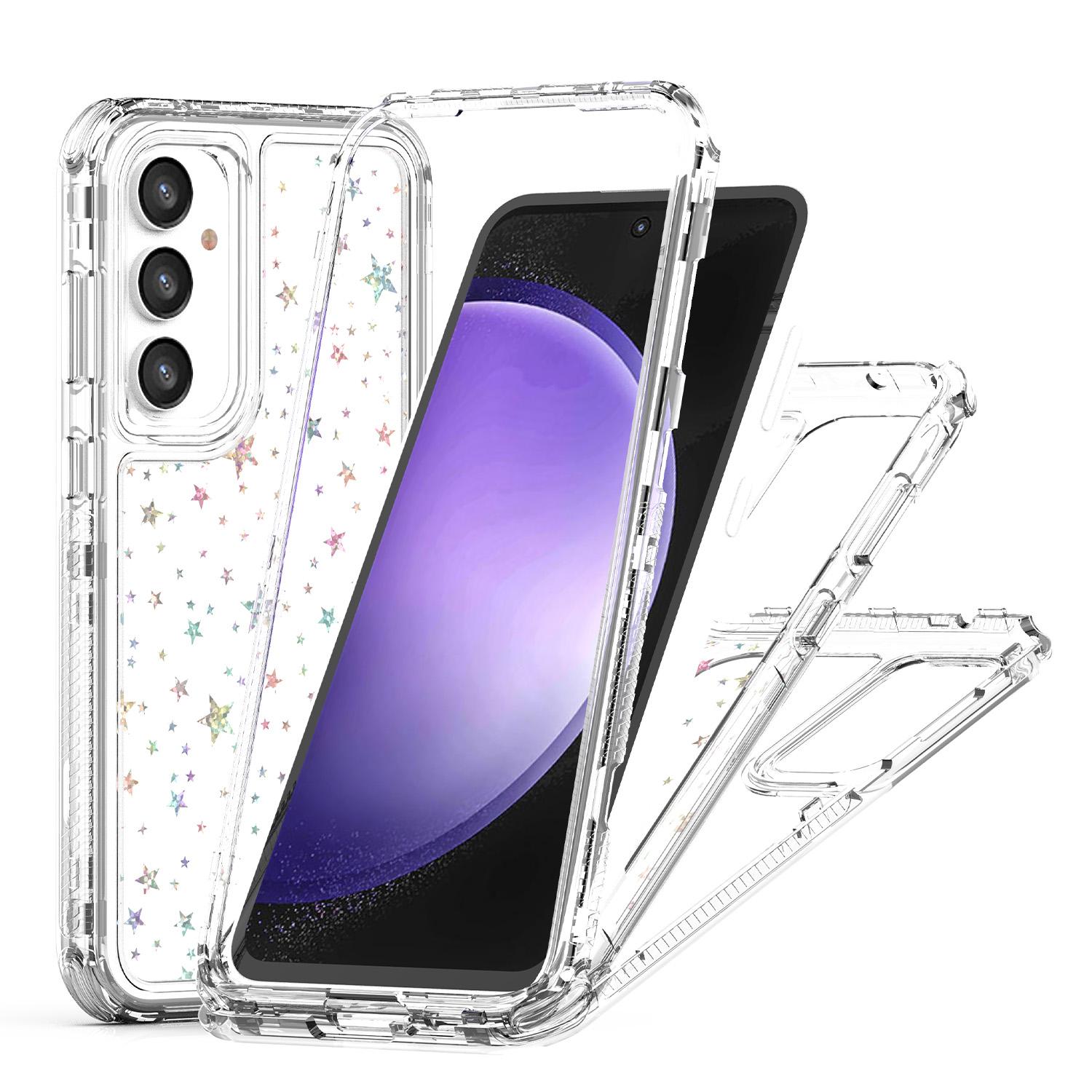 

For Samsung Galaxy S23 FE Case Clear Acrylic TPU Hybrid Phone Cover with Laser-printed Film Stars