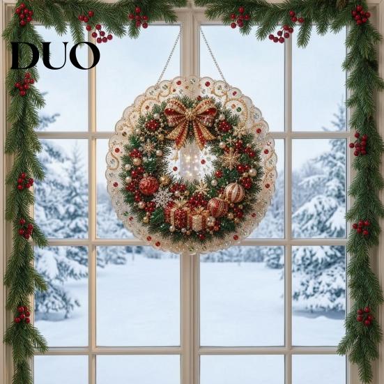 Creative Gifts for Adults DIY Christmas Sun Catcher Kit, Faux Pearl Art Hanging Ornament, Santa Claus Holiday Ornament Tools Xmas Tree Craft