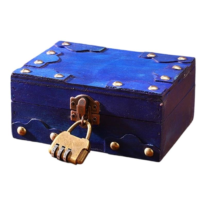 Wood Jewelry Chest With Metal Lock For Jewelry Storage And Rustics Home Decoration Accent