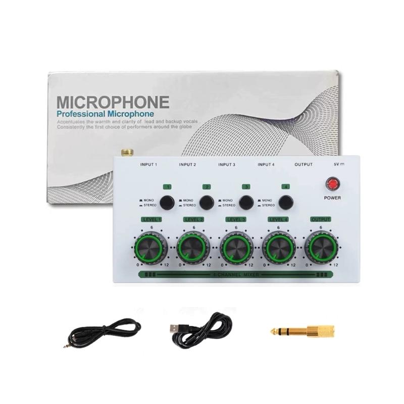 

4 Way Auditory Mixer With Precise Knob Control Perfect Clear Sound Recording For Music Production And Sound Mixing 1