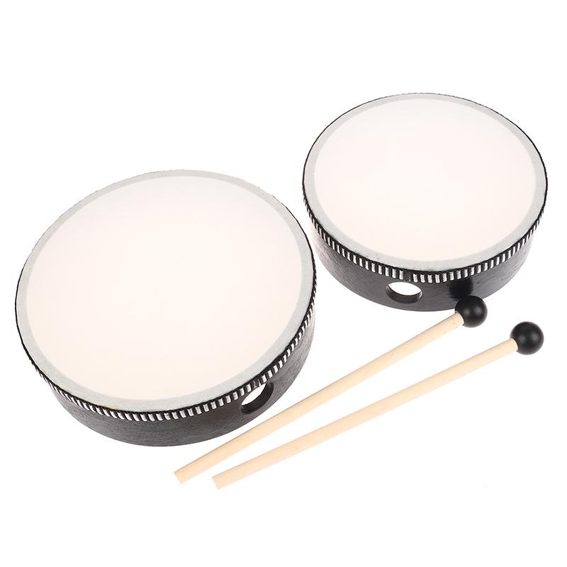 1Pc 4/6/7/8/9/10 Inch Wooden Frame Drums Hand Drum With Drum Stick Set Percussion Instrument For Kids Infant Enlightenment Tools