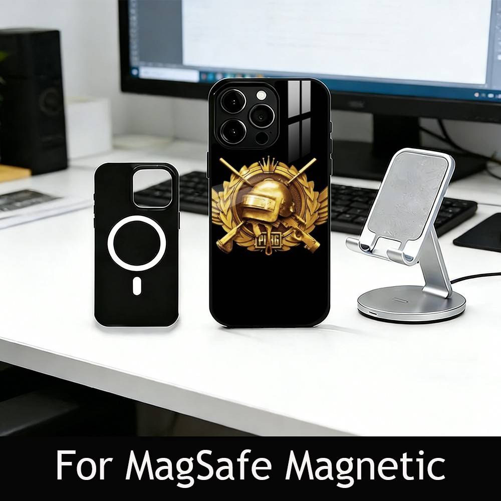 P-U-B-G Phone Case For iPhone17,16,15,14,13,12,11 Plus,Pro Magnetic For Magsafe Wireless Charging iPhone12mini