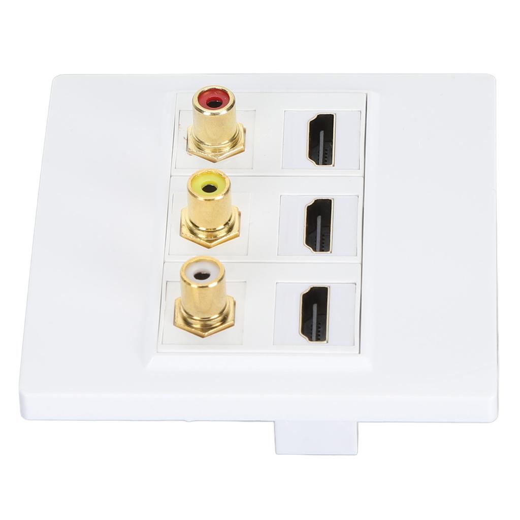 86mm Wall Plug Plate 3 Port HD Multimedia Interface 3 Port RCA Wall Plate HD 4K 1080P 60Hz