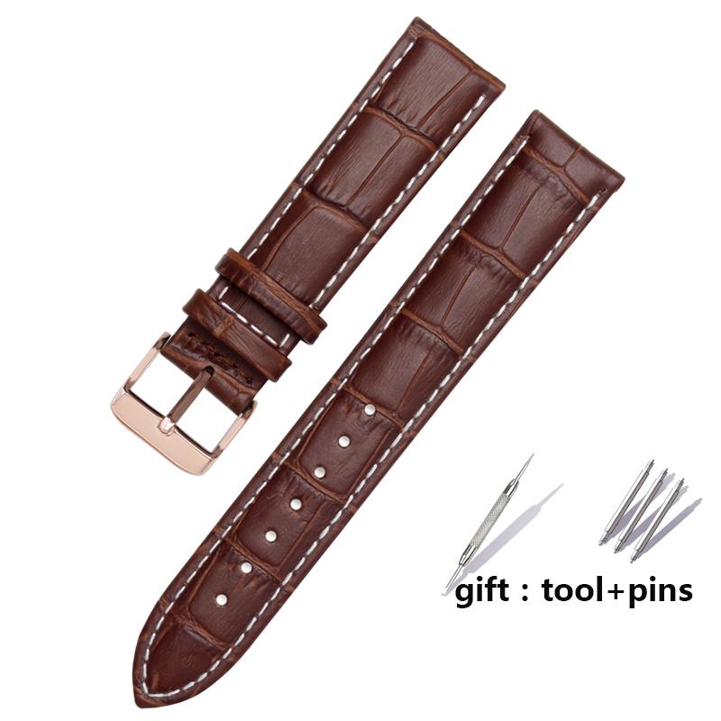 For Brand Genuine Leather Black Watchband Straps Size 12mm 14mm 15mm 16mm 18mm 19mm 20mm 21mm 22mm 24mm Watch Wristband Bracelet