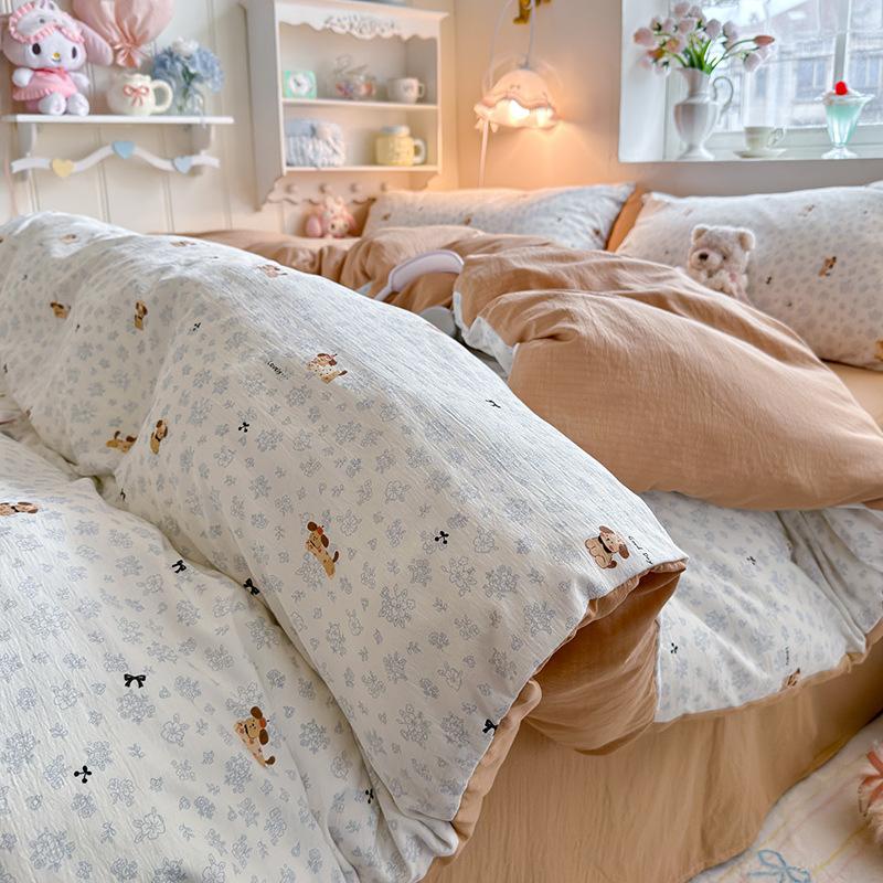 Pure Cotton Cloud Feel Double Layer Dormitory All Cotton Wood Cotton Quilt Cover Soft Breathable Durable Bedding Essential