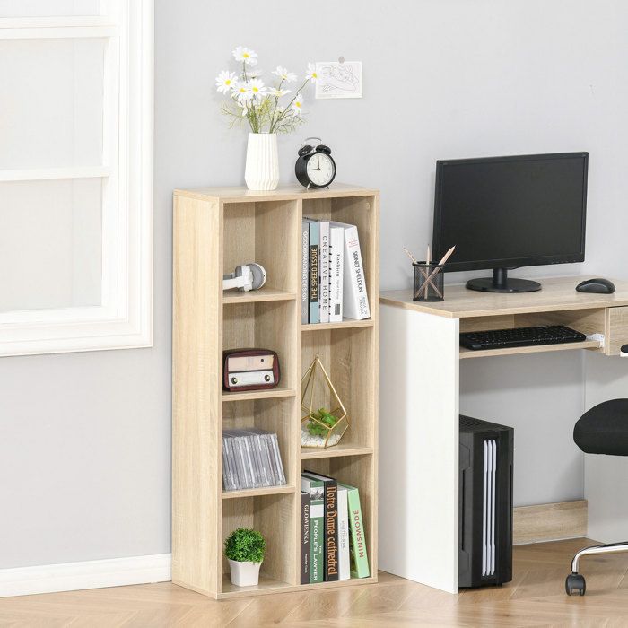 Meuble de rangement Bibliothèque HOMCOM étagère 7 cubes pour intérieur, salon, chambre - 50l x 24P x 106H cm, bois naturel