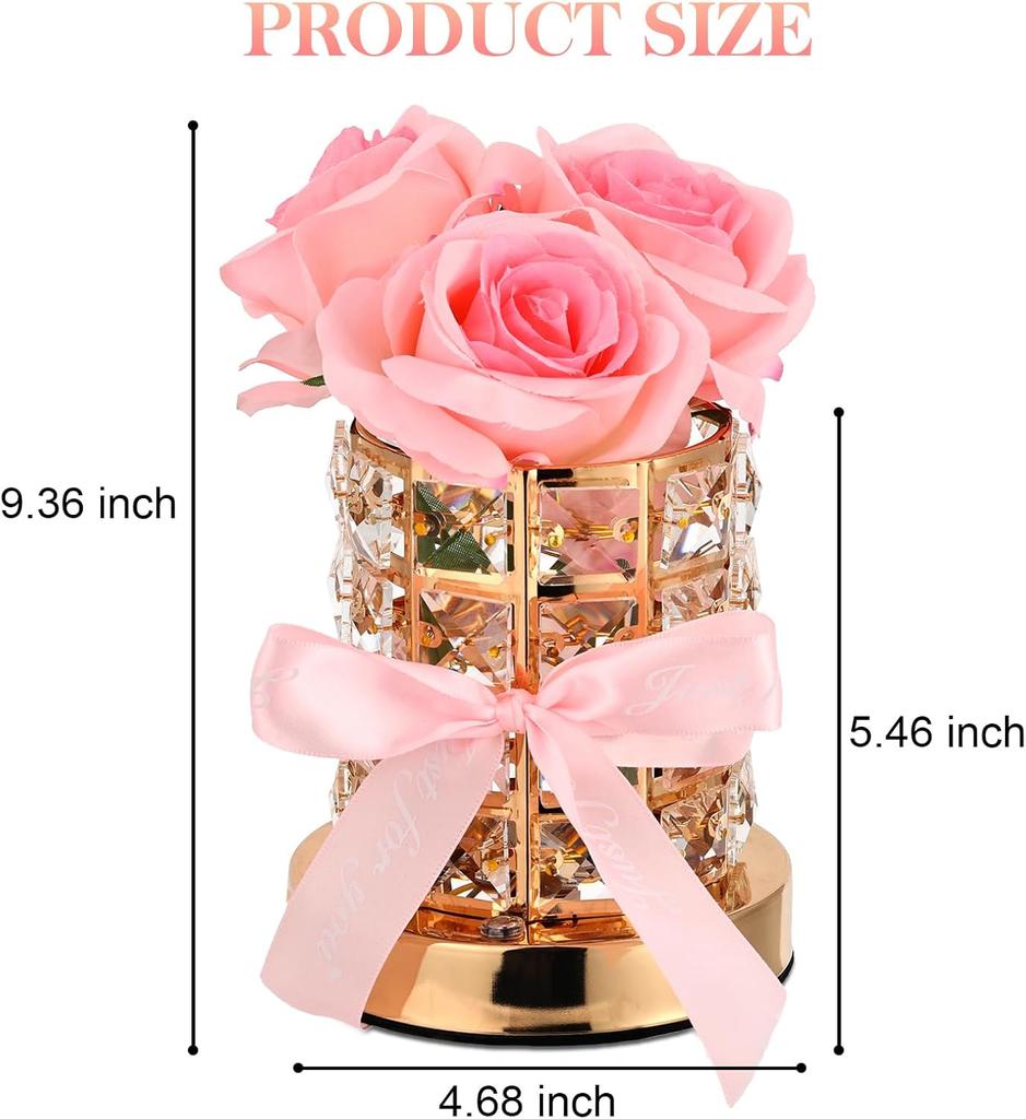 Valentines Day Gift for Girlfriend Eternal Rose LED Light Crystal Flower Night Light Mothers Day Wedding Favors Bridesmaid Gift