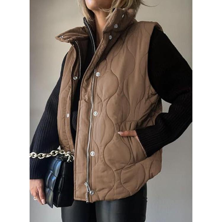 Veste Matelassée à Capuche pour Femme Color Block Manches Raglan Fermeture Éclair Devant Manteau Décontracté Coupe Ample