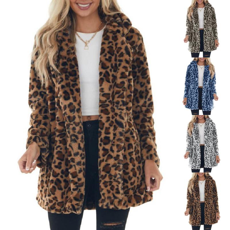 Women's Winter Thickened Double-sided Velvet Stand Collar Loose Leopard Print Plush Zipper Jacket